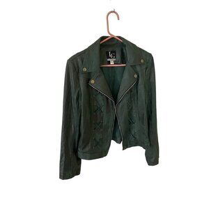 Lena Gabrielle Women's Green Faux Leather Open Front Blazer - 16
